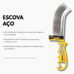 Escova de Aço Vonder – Ideal para Grelhas e Peças, 1 Fileira