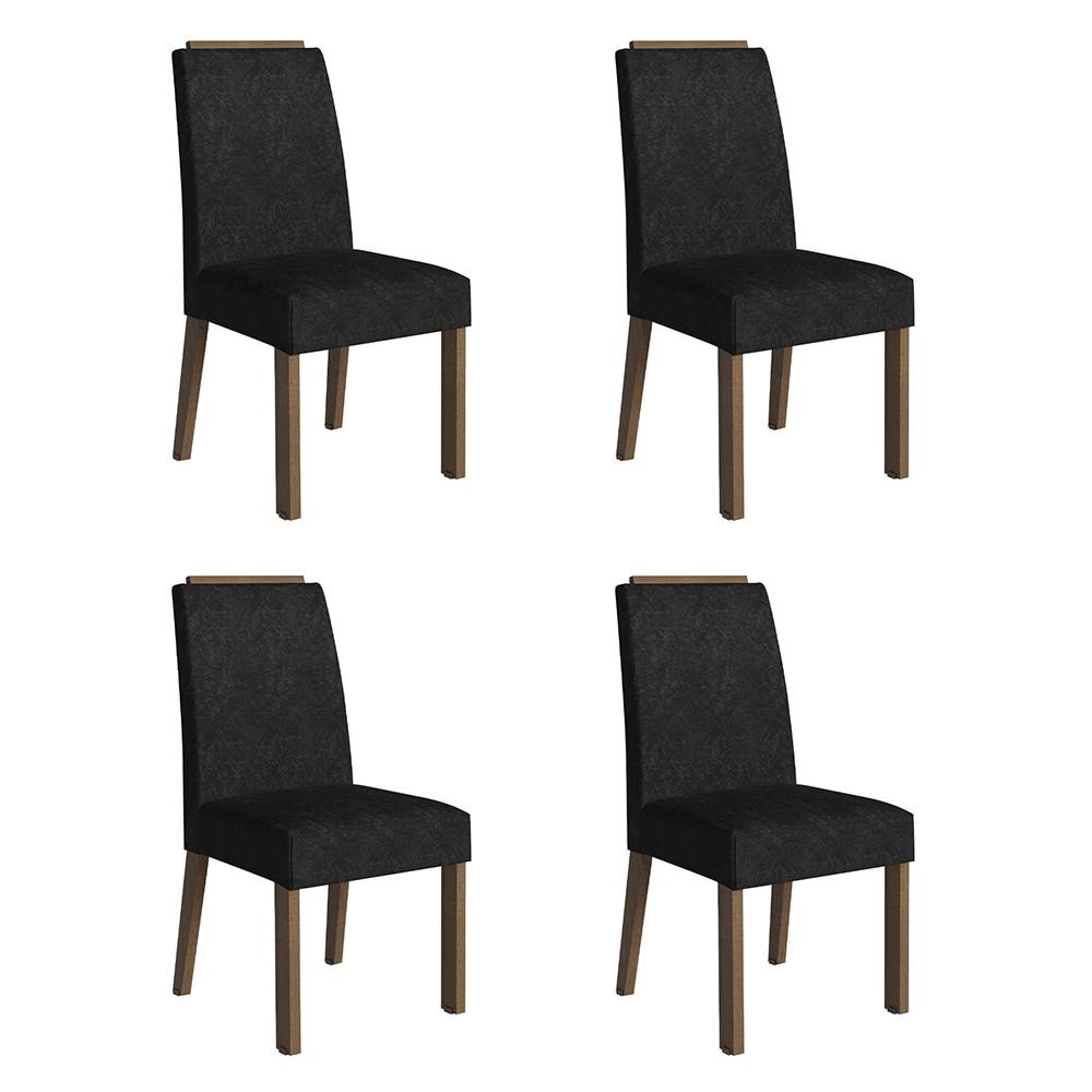 Kit 4 Cadeiras de Jantar 4255 com Espaldar Rustic/Oxford Madesa