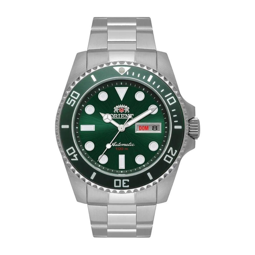 Relógio Masculino Automático Submariner Prata e Verde Orient - F49SS027NH E1SX