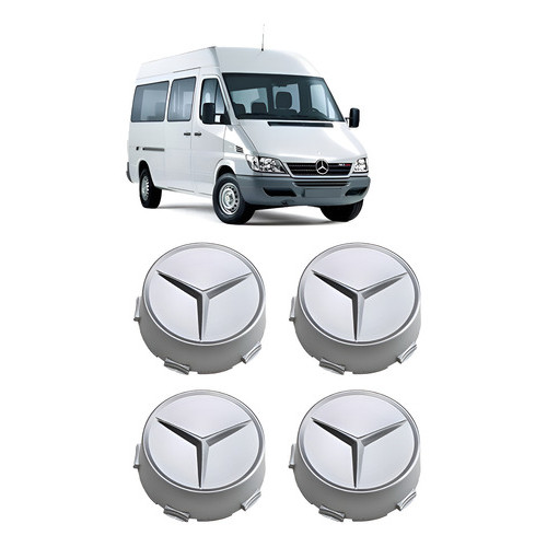 Kit Calota Roda Mercedes Sprinter 310 312 311 313 412 413 Cinza - 4 peças