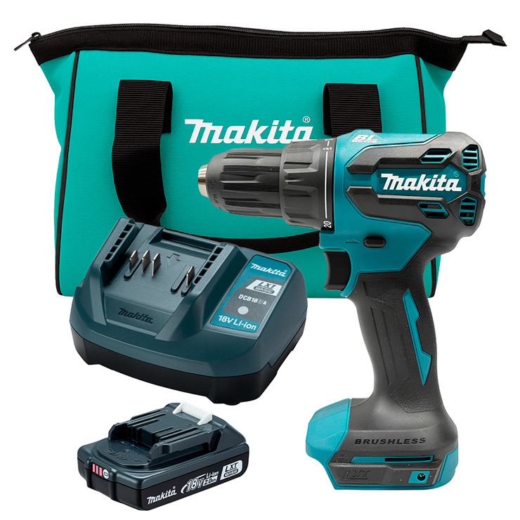 Parafusadeira/Furad Impacto 12" a Bateria 18V LXT + 01 Bateria 18V 2Ah LXT Basic + Carregador + Bolsa Makita DHP490WVX em Oferta na Shopee