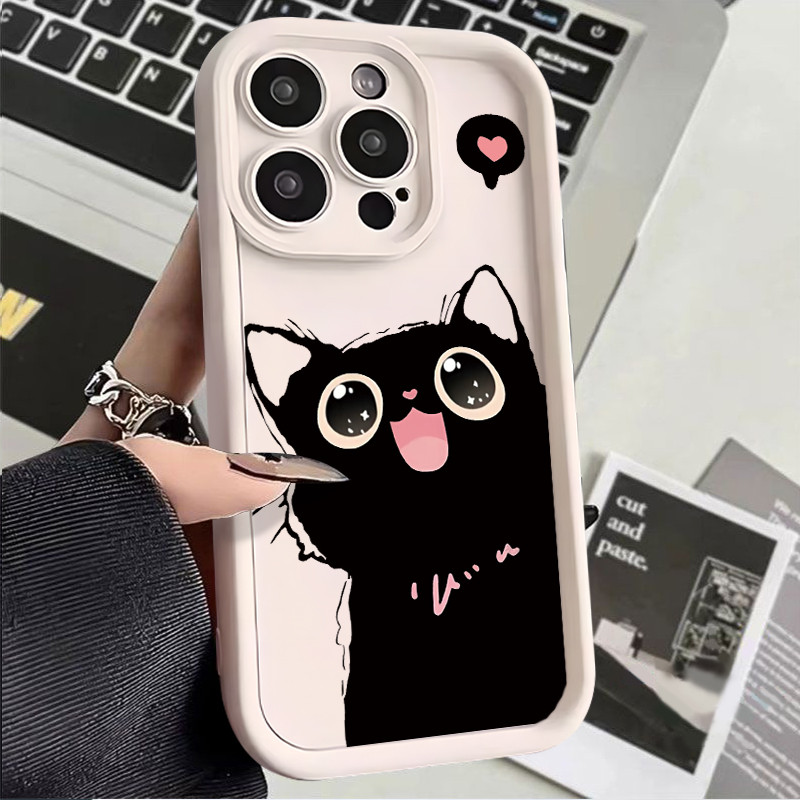 Capinha Capa de silicone Anti-impacto Gatinho fofo para Samsung A05S A55 A72 A54 A15 S24 S20 S21 S22 S23 FE ULTRA