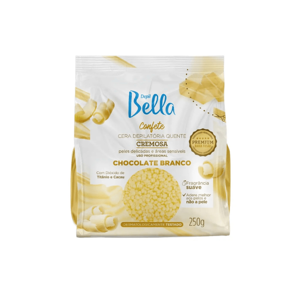 Cera Depil Bella Quente Confete Chocolate Branco 250g