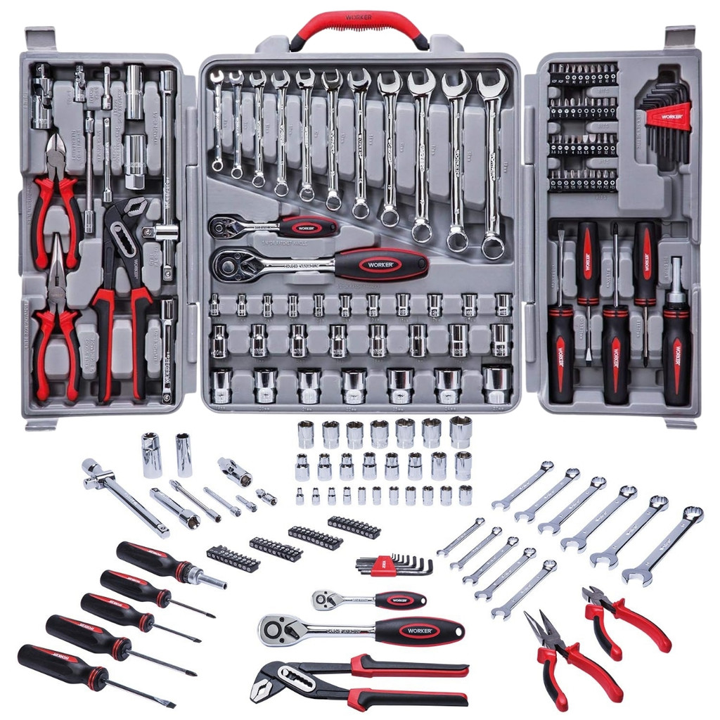 Jogo de Ferramentas Worker com 110 Peças e Maleta - Jogo de Soquete Com Chave Combinada
