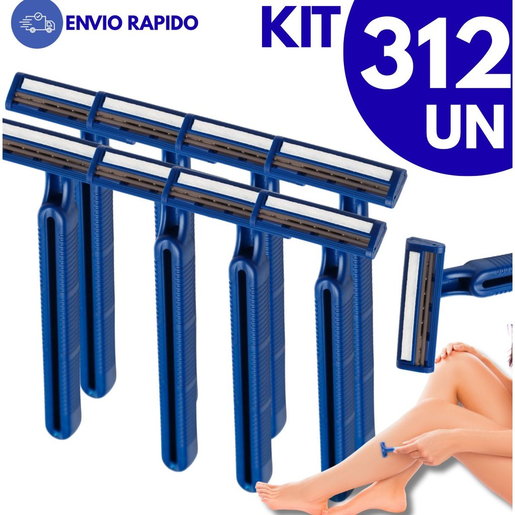 Barbeador Azul Descartável  Lâmina Única / 2 lâminas Kit com 312 unidades Hotéis Barbearias Revendas Uso pessoal