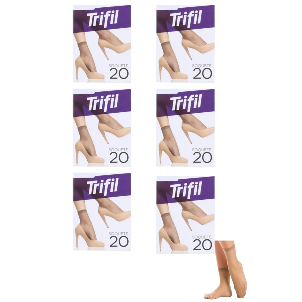 KIT 6 pares Meia Soquete Trifil Modelo Clássico Fio 20