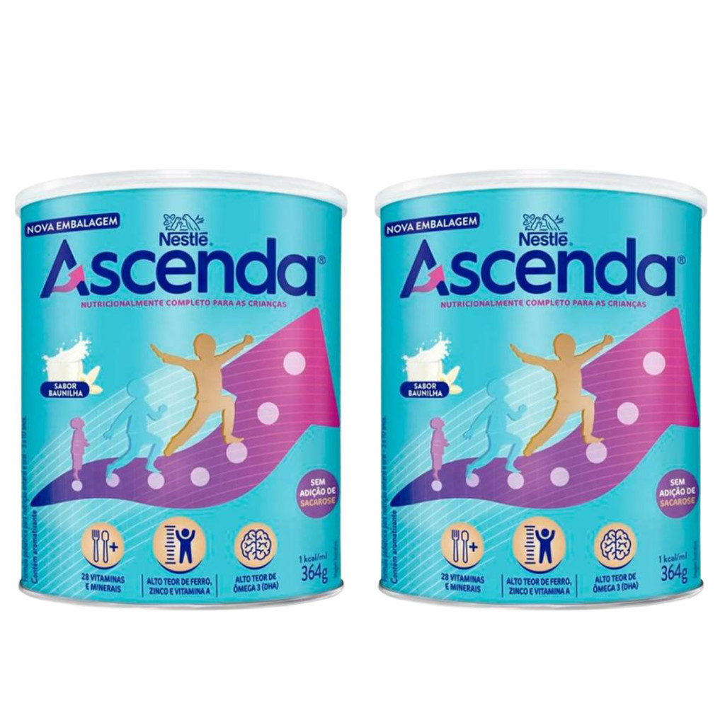 Ascenda sabor Baunilha 364g Sem Sacarose kit c/2