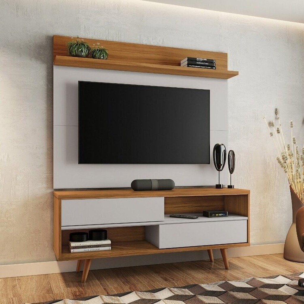 Rack com Painel para Tv até 50 Polegadas com 2 Portas NT1185 Freijó/Off White