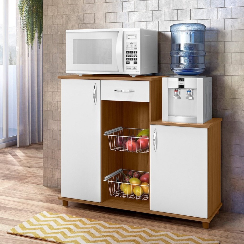 Fruteira Multiuso 2 Portas 1 Gaveta 2 Cestas Diva Freijó/Branco em Oferta na Shopee