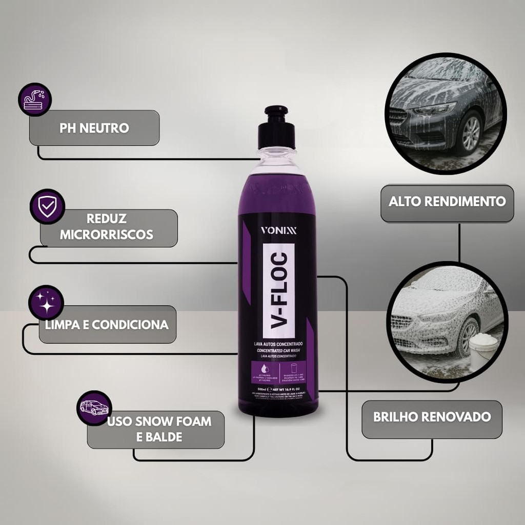 V-Floc Shampoo Automotivo Neutro - 500ml Vonixx — imagem 2 de 2