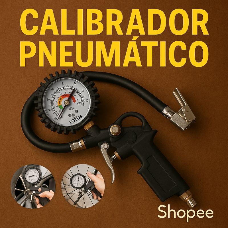 Bico Pistola Ar Calibrador Pneu C/ Manômetro Lotus