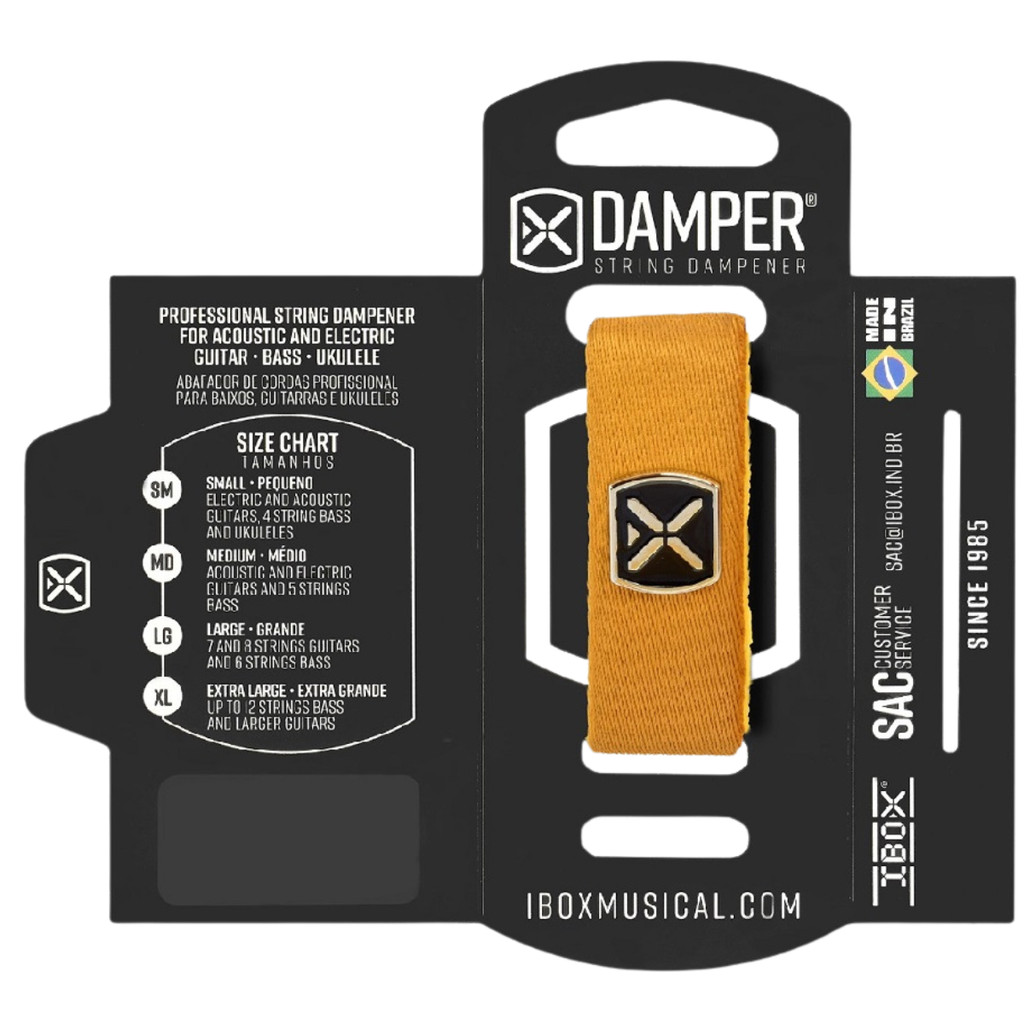 Abafador Damper Ouro Amarelo DTMD25 Ibox Poliéster Tag Metal MD Médio Guitarra Violão Baixo 5 Cordas