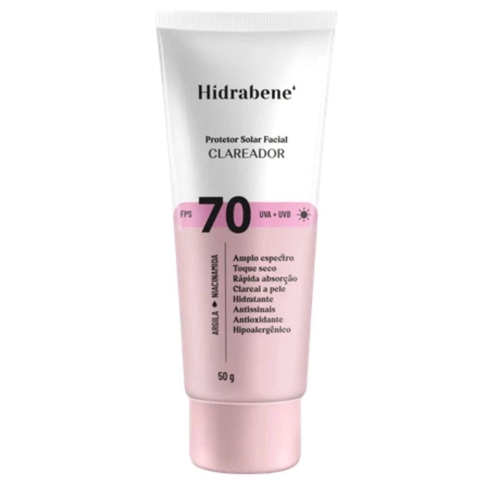 Protetor Solar Facial FPS 70 Hidrabene Clareador 50g