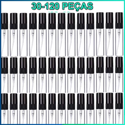 preto Frasco de vidro 5ml com válvula spray 30-120 unidades amostra perfume