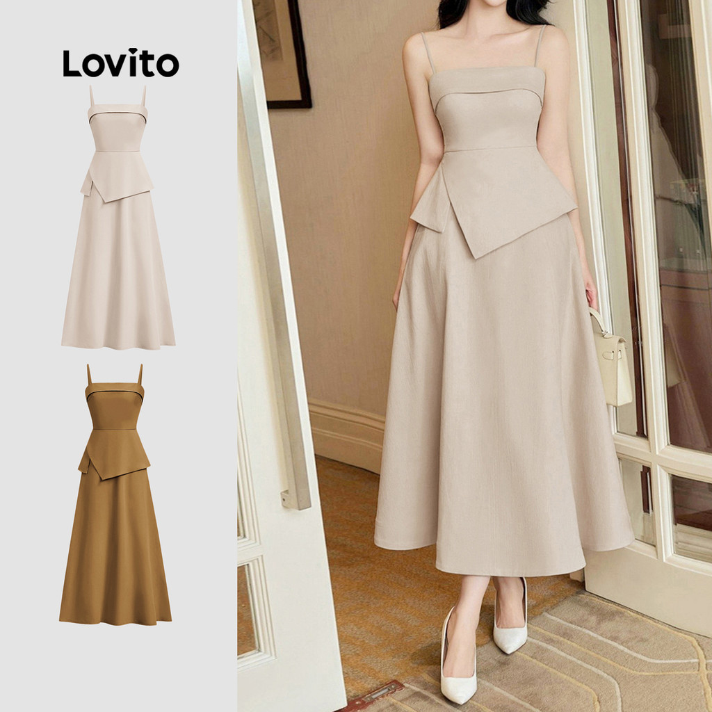 Lovito Vestido Elegante, Liso, Assimétrico, Vestido De Verão Para Mulheres L128ED336 em Oferta na Shopee