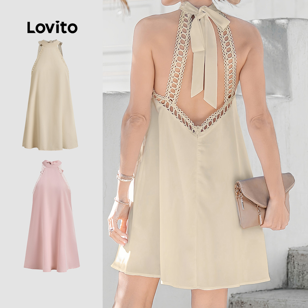 Lovito Vestido Boho Com Amarração Nas Costas Macio E Confortável Primavera/verão Vestido Damasco Para Mulheres L137ED807 em Oferta na Shopee