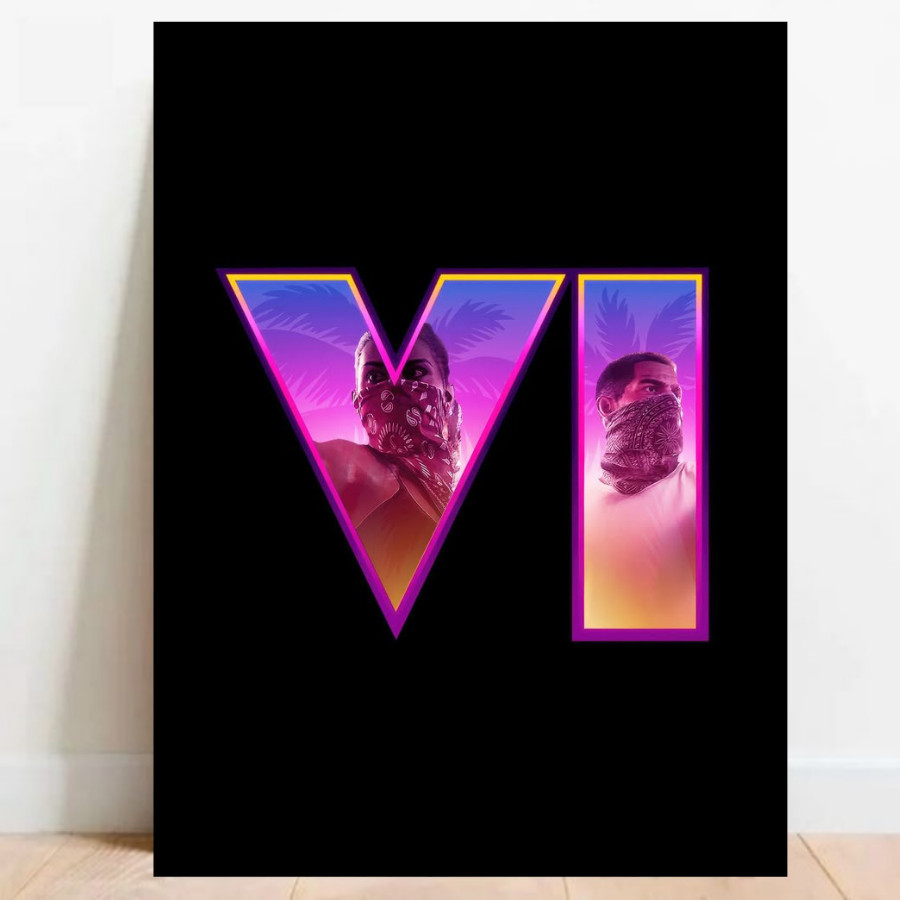 Quadro Placa decorativa geek Gta VI 6 video game poster 40X30cm A3 games jogos nerd 010