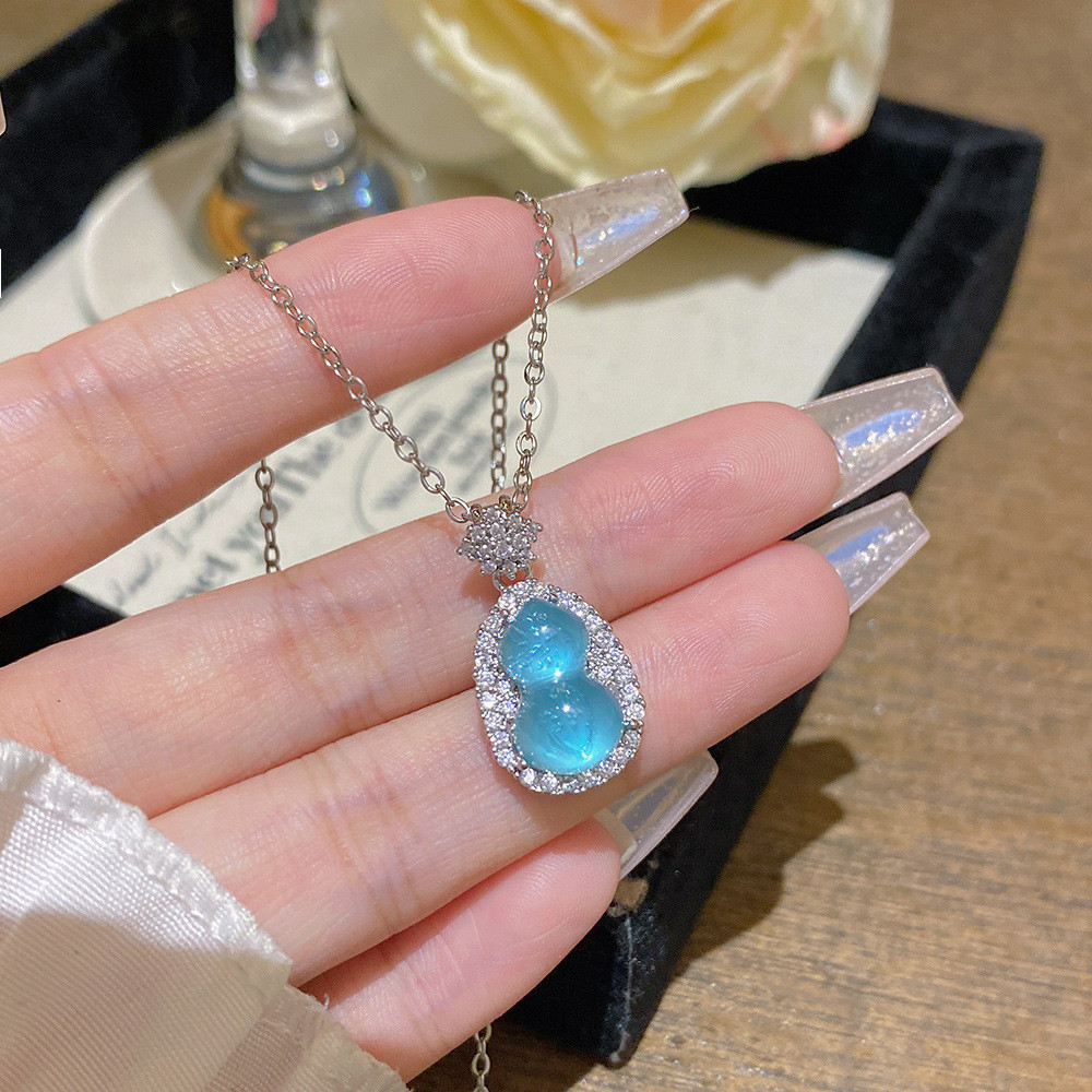 Elegante novo estilo chinês gelo transparente cabaça colar acessórios feminino nicho Design clavícula corrente All-Match
