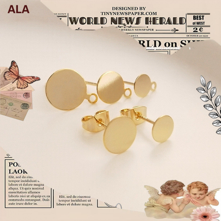 Retenção de cor 14K luz disco de ouro S925 agulha de prata com pendurado brincos de fundo plano suporte plano brincos DI