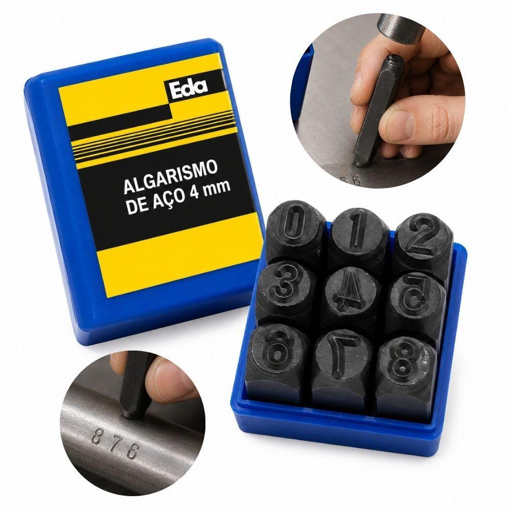 JOGO PUNCAO ALGARISMO NUMEROS ACO 4MM KIT MARCADOR NUMERICO