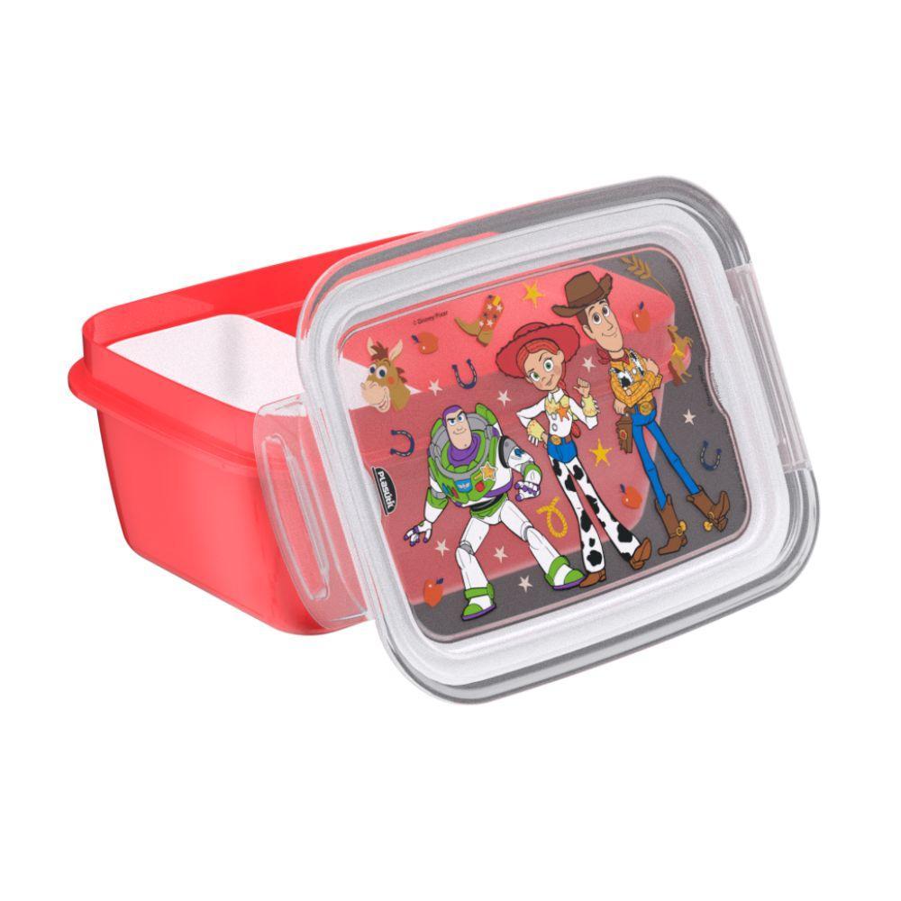 Pote Marmita Hermética Toy Story Woody Jessie Buzz Divisória Passeio Lancheira Alimentos Micro ondas 630 ml Plasútil
