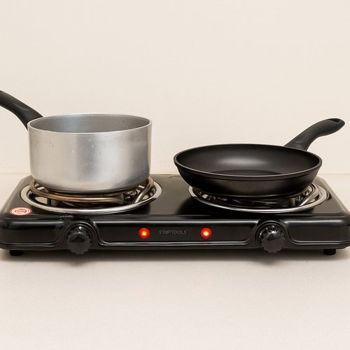 Fogareiro Eletrico Portatil 2 Bocas 2000W 220V Startools Ajustável Cozinha Compacta Facil Transporte Camping Kitnet