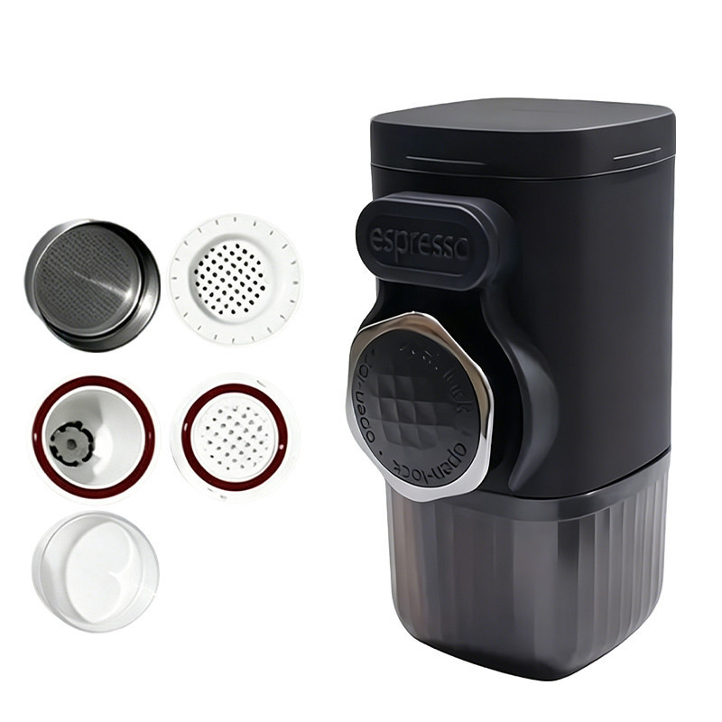 Máquina de café expresso portátil para uso externo – ideal para viagens, escritório e camping.