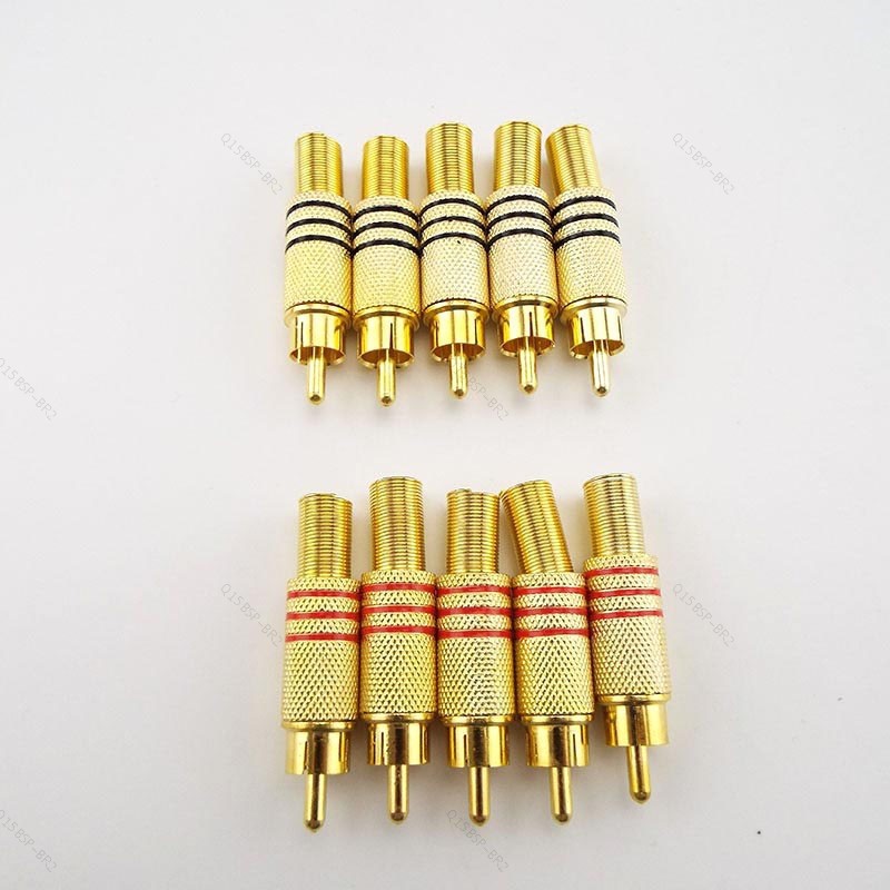 3 Pares RCA Macho Conector Plug Solda Áudio Vídeo Jack Adaptador Para Cabo BR15B2