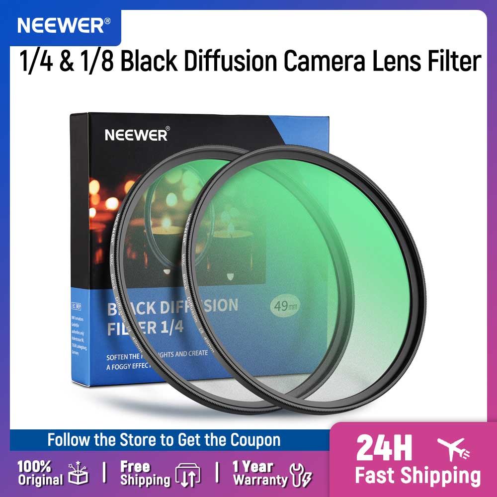 Neewer 1/4 E 1/8 Filtro De Lente De Câmera De Difusão Preto , Conjunto De 2 Pacotes , Efeito Cinematográfico Estojo De A