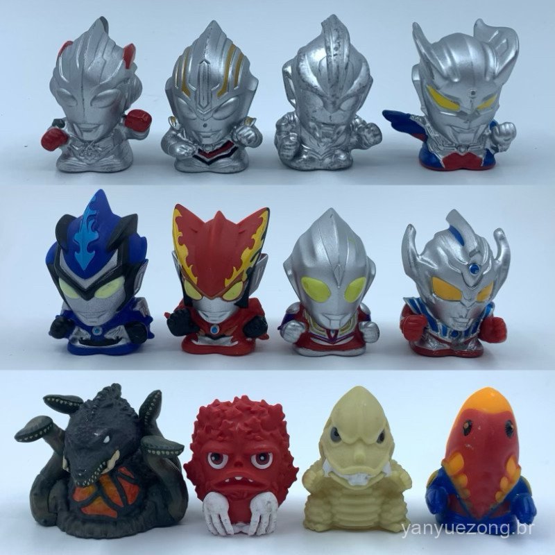 Novos itens autênticos soltos: Dedais de herói Ultraman Tiga, Tyro, Zero. Figura, colecionável, brinquedo trendy em caix