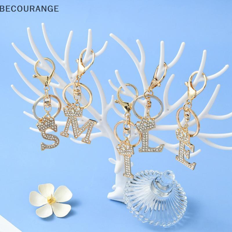 BEC Exclusivo Coroa Cristal Strass Az Letras Pingente Chaveiros Para Homens Mulheres 26 Alfabeto Carro Chaveiro Nome Jói