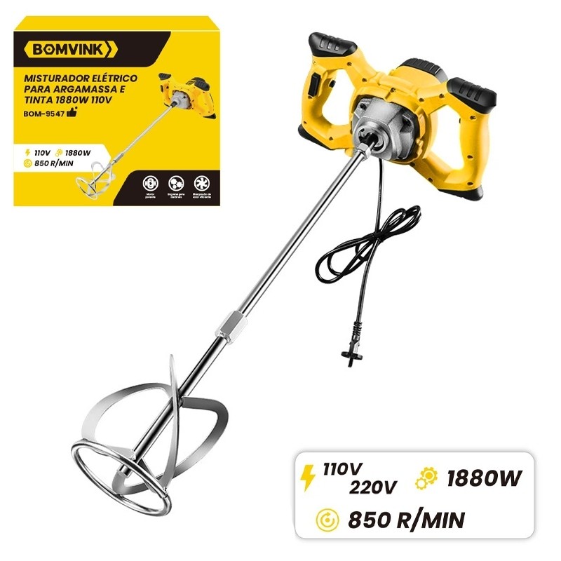 Misturador de Tinta e Argamassa 110V/220V 1880W 60Hz Profissional-Alta Resistência Construção Civil