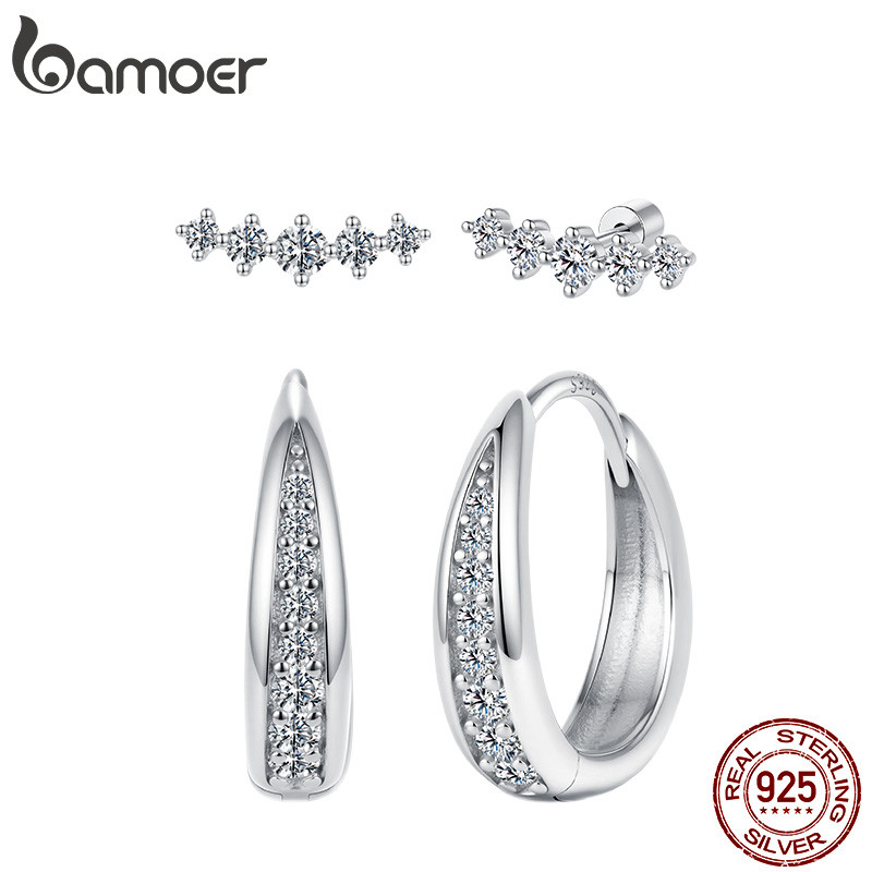 Brincos De Moissanite De Prata Esterlina 925 Bamoer Brilhando Com Joias De Certificado Para Presente Feminino