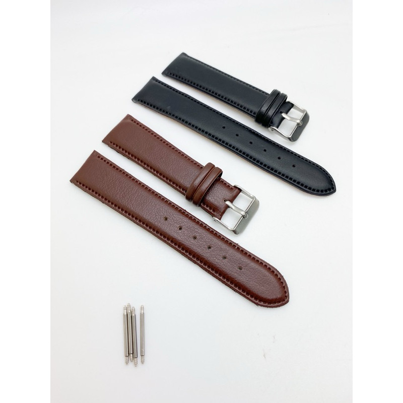 kit Pulseiras para Relógio Couro Preta/Marrom 20mm+Pinos