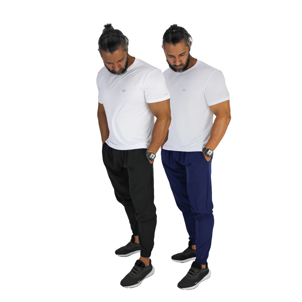 Kit 2 Calça Tactel Masculina com Elastano Flexível Sem Forro Academia Casual Esportiva
