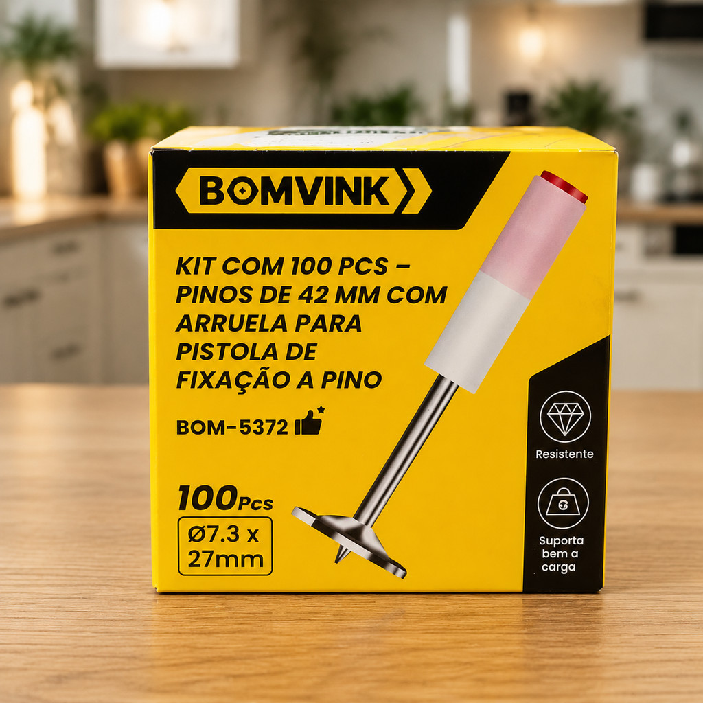 Kit Com 100 Pinos Para Pistola De Fixação Pregos Bomvink