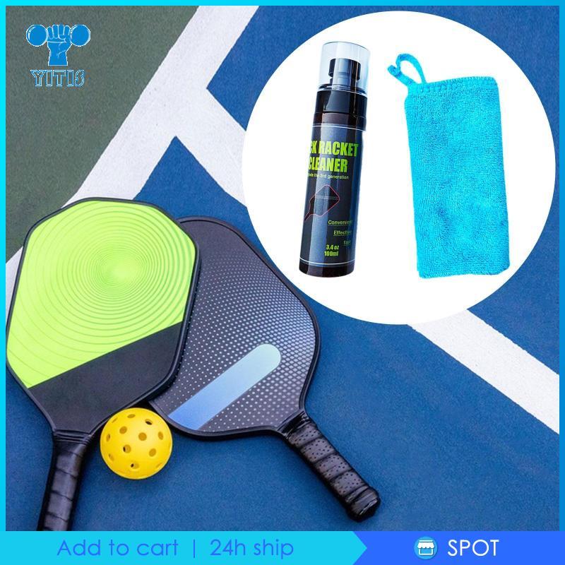 [Yitis] Limpador De Raquete De Pickleball 100 ml Com Pano De Limpeza Portátil Aumenta Rotação E Controle Spray De Remo
