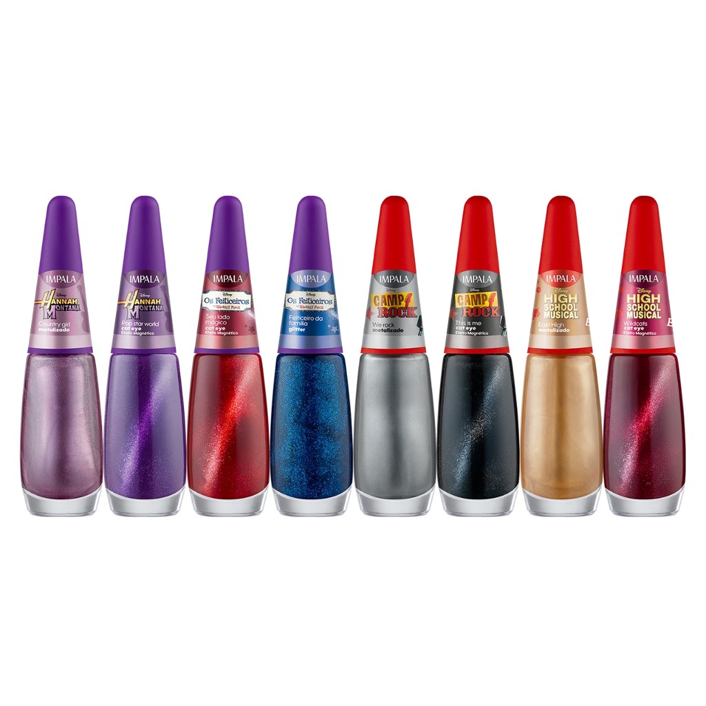 Kit 8 Esmaltes Coleção Disney Channel Efeito Cat Eye Impala