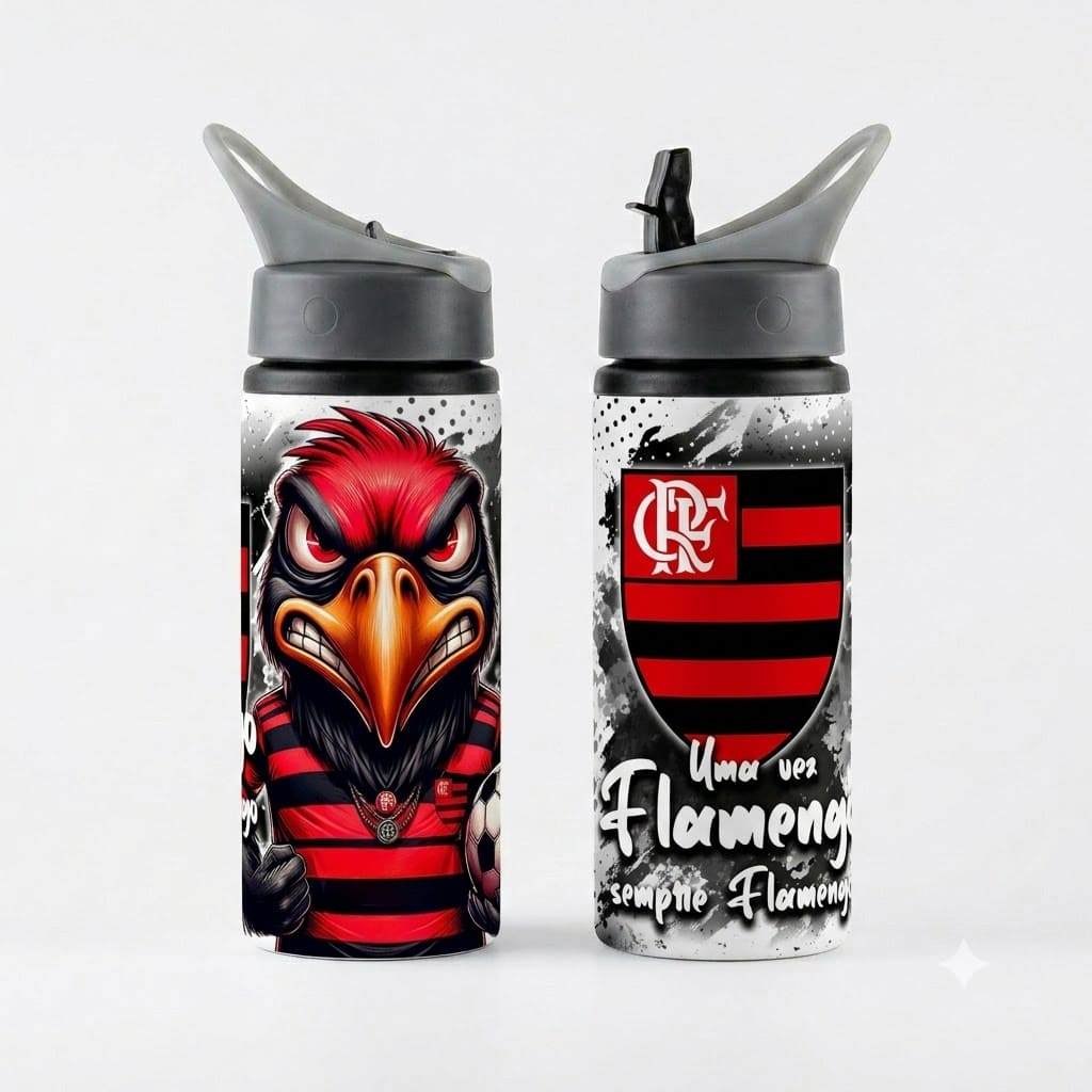Garrafa Squeeze de Alumínio 600 ML Bico retrátil Times Personalizado com o nome Volta as aulas