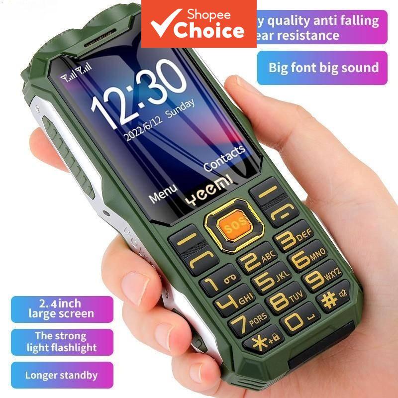 Q8 GSM 2G resistente telefone celular grande com bateria dupla, lanterna, tela HD de 2,4 polegadas, Dual SIM