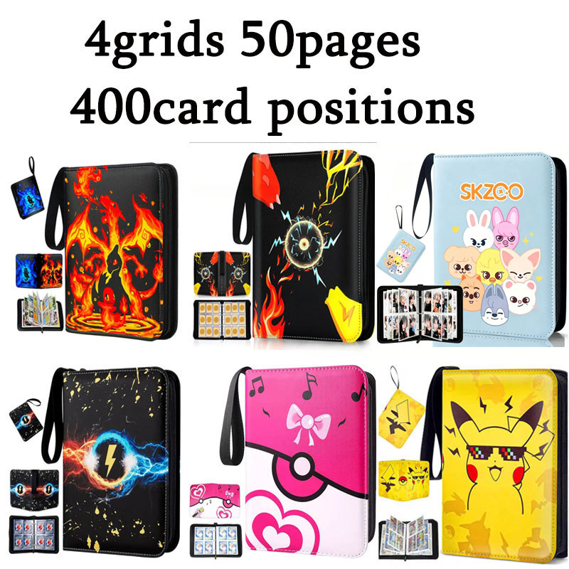 Albúm Pasta Pokemon Charizard Blastoise 400 Cartas 50 Folhas com Zíper Fichário