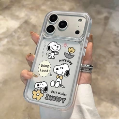 Capa Transparente 2 Em 1 Para iPhone 17 16 15 14 13 12 11 XR Pro Max Kawaii Snoopy De Desenho Animado