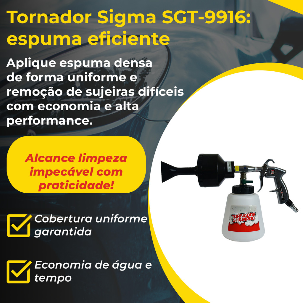 SIGMA SGT-9916 Tornador Espuma Shampoozeira | Pistola 1L 6–7 bar 140 L/min | Limpeza Profissional
