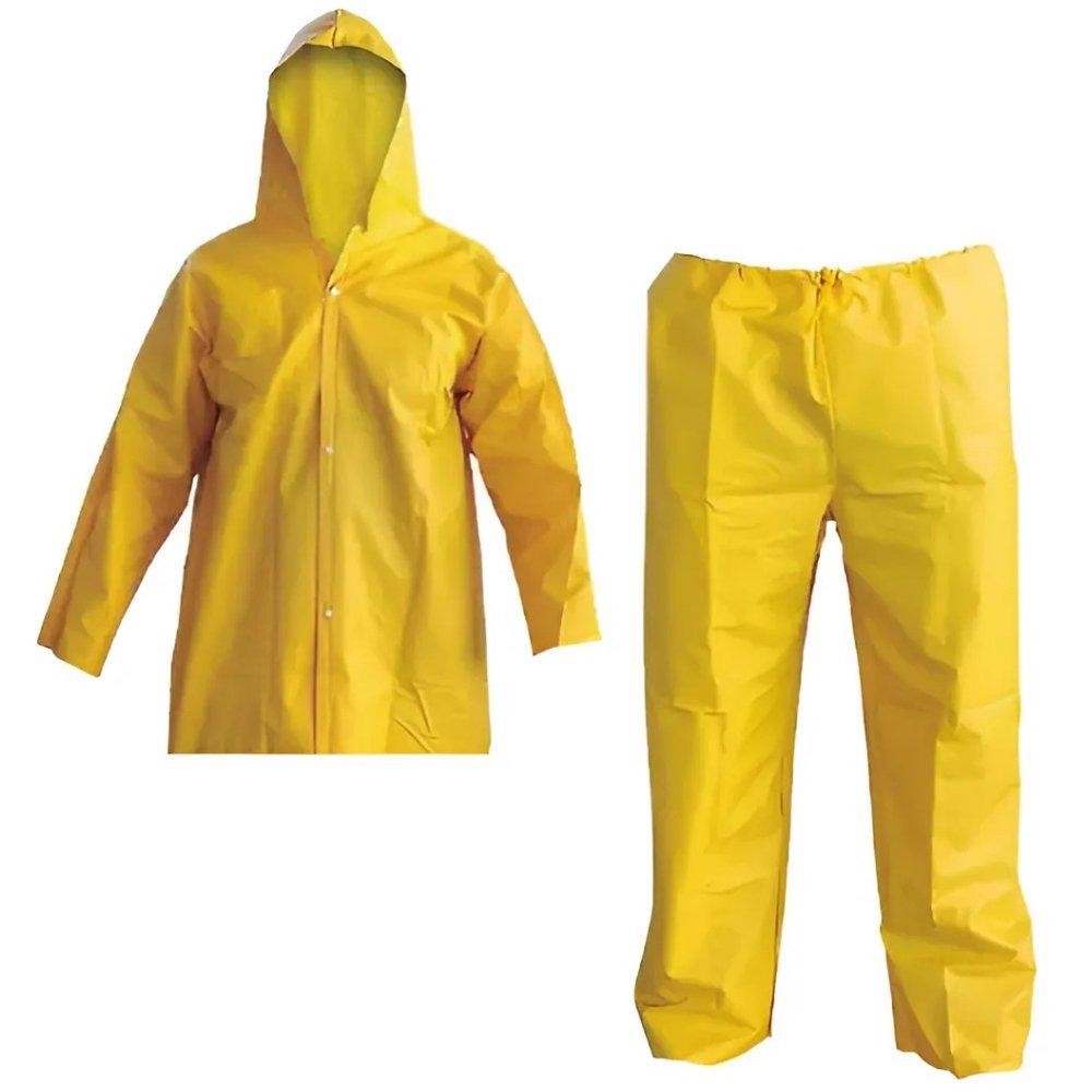 Conjunto Capa de Chuva e Calça em PVC Forrado Amarelo EVALD em Oferta na Shopee