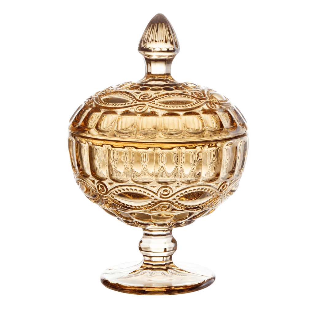 Potiche de Vidro C/ Pé Infinit Âmbar Baleiro Bomboniere 12x18,5cm Resistente em Oferta na Shopee