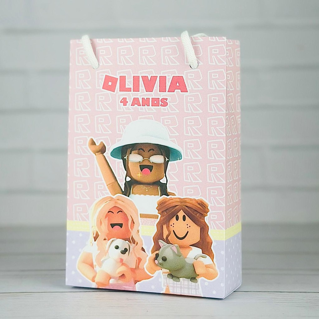 Sacolinha Roblox Menina | Personalizada Com Nome | Mimos Festa Aniversário Lembrancinhas Personalizados Sacola de Doces