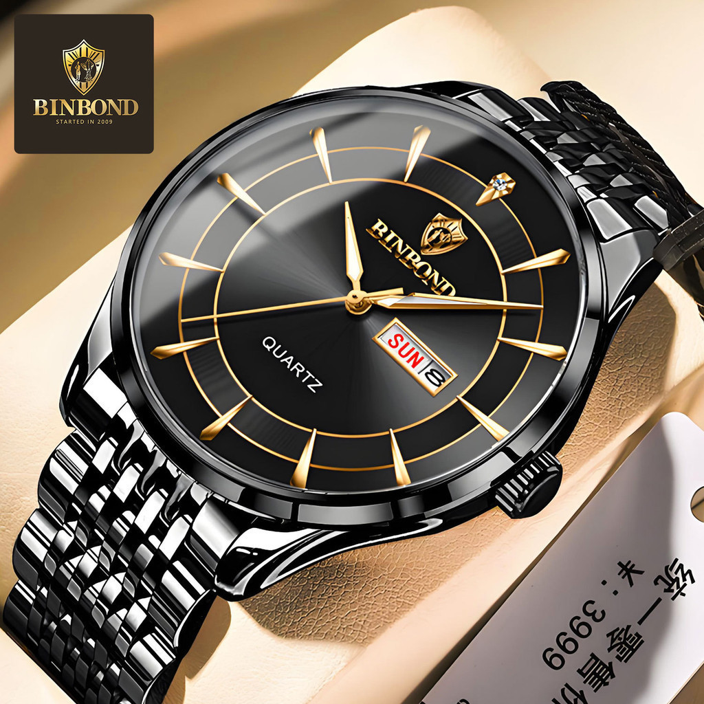 Relógio Masculino De Quartzo BINBOND Em Aço Inoxidável Com Fivela E Resistente À Água 2077 HX DBX em Oferta na Shopee