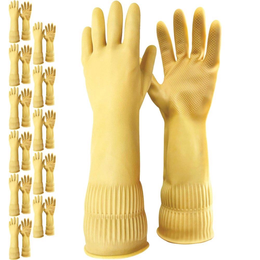 Luva Látex Longa Amarela 12 Pares CARBOGRAFITE Tamanho M Luva Látex Longa Amarela 12 Pares CARBOGRAFITE Tamanho M