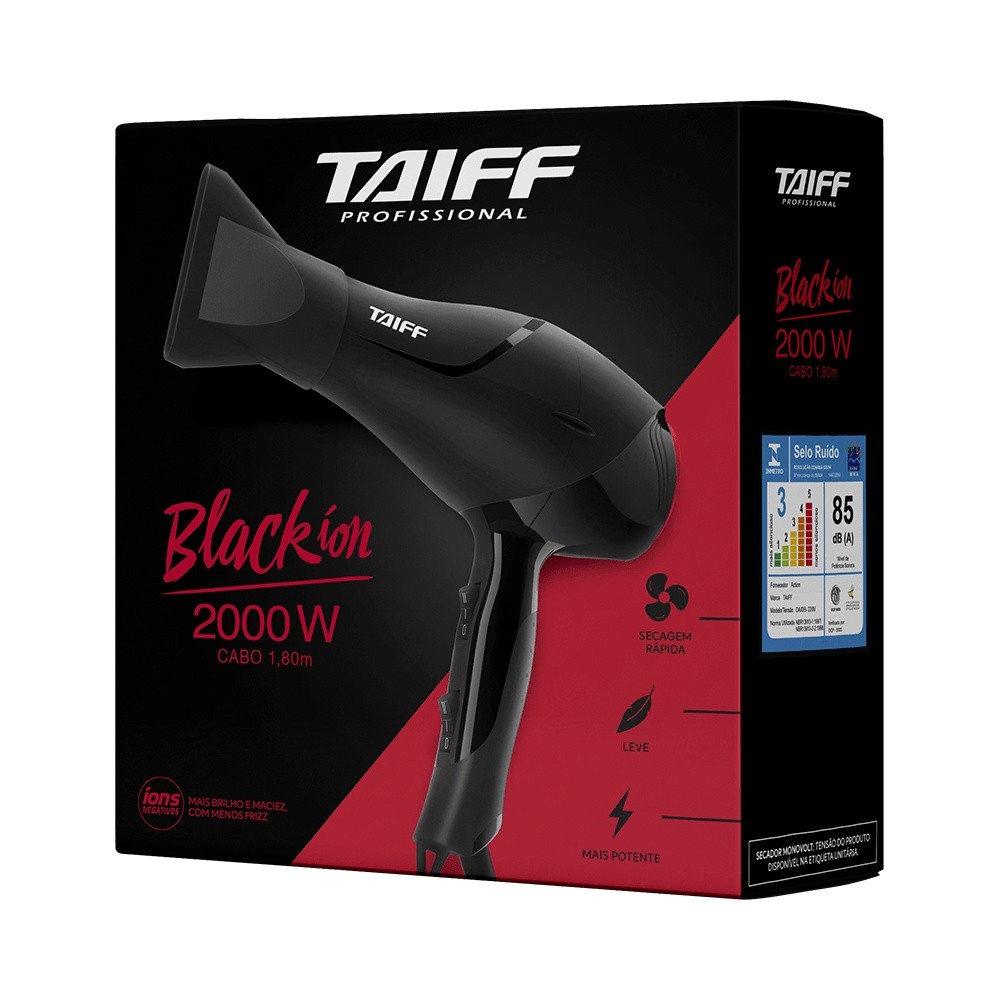 SECADOR TAIFF PROFISSIONAL BLACK ION 2000W - 127V