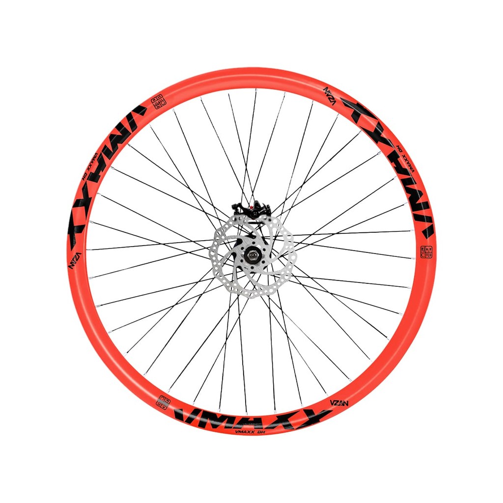 Roda Dianteira Aro 26 Vzan Vmaxx Neon Para Freio a Disco Cubo Rosca e Freio a Disco Cor:Laranja Neon